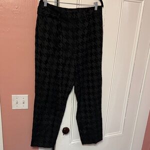 Ann Taylor Black Houndstooth High-Waisted Dress Pants